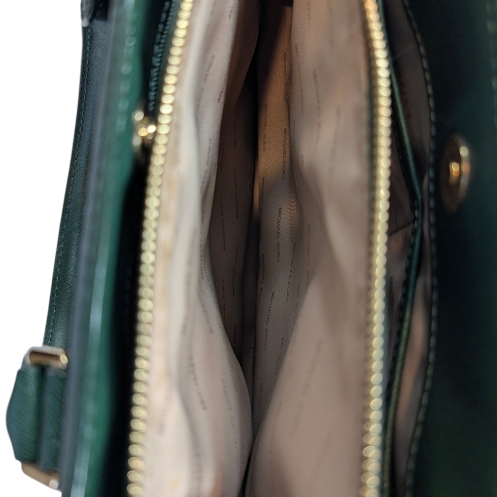 Michael Kors Green Savannah Large Saffiano Leather Satchel Crossbody Bag. - Picture 12 of 16